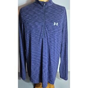 Under Armour Mens Fitted 1/4 Zip Athletic Pullover Shirt 2XL Heathered Purple
